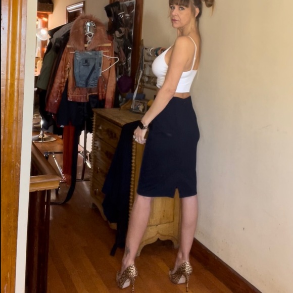 Navy Blue Pencil Skirt - Picture 3 of 11